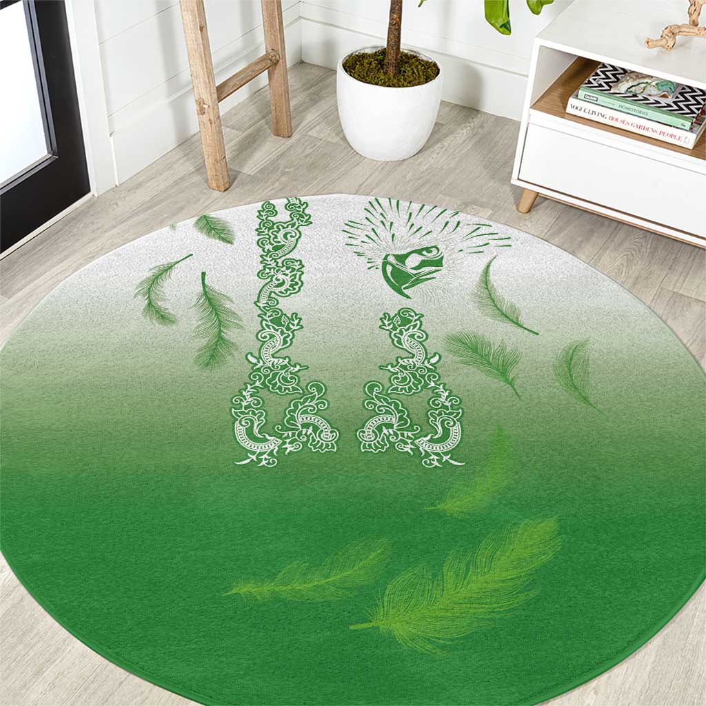 Philippines National Costume Style Round Carpet Barong Tagalog and Eagle Feather Green Color LT03 Green - Polynesian Pride