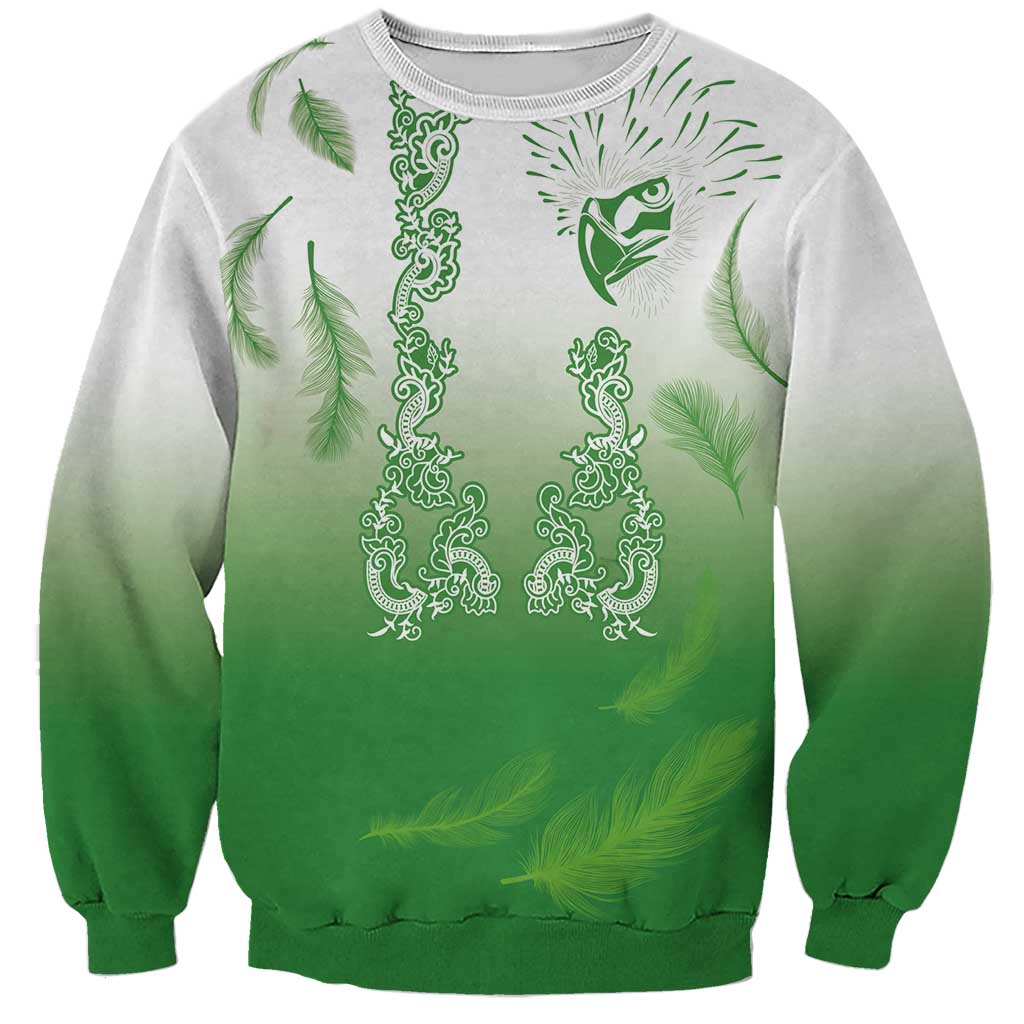 Philippines National Costume Style Sweatshirt Barong Tagalog and Eagle Feather Green Color LT03 Unisex Green - Polynesian Pride