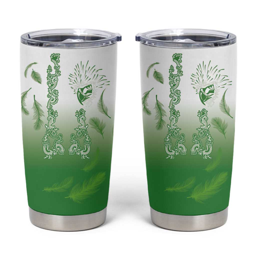 Philippines National Costume Style Tumbler Cup Barong Tagalog and Eagle Feather Green Color LT03 Green - Polynesian Pride