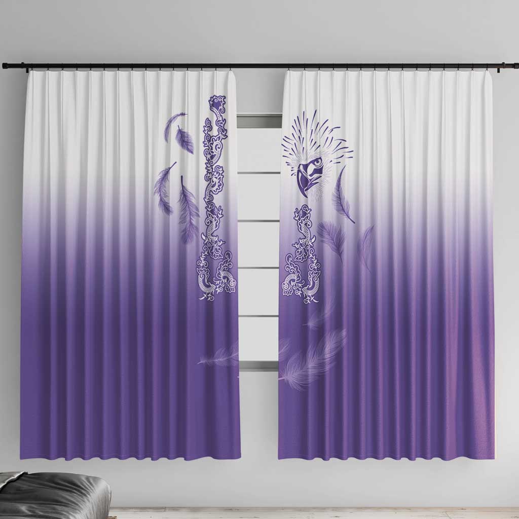 Philippines National Costume Style Window Curtain Barong Tagalog and Eagle Feather Purple Color LT03 With Hooks Purple - Polynesian Pride