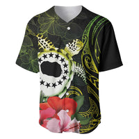 Kia Orana Cook Islands Baseball Jersey Turtle and Hibiscus Polynesian Pattern LT03 Yellow - Polynesian Pride