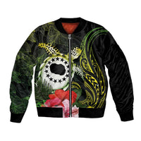 Kia Orana Cook Islands Bomber Jacket Turtle and Hibiscus Polynesian Pattern LT03 Unisex Yellow - Polynesian Pride