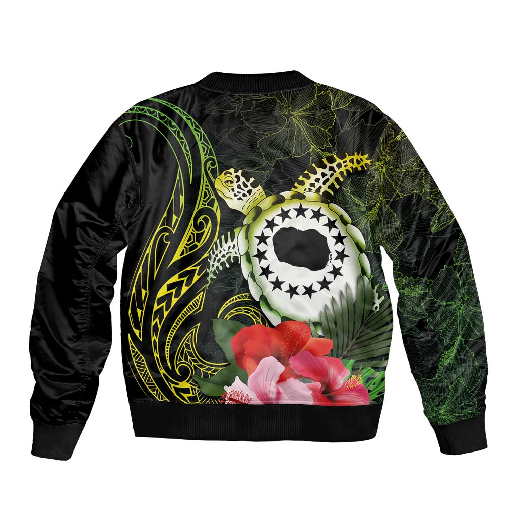 Kia Orana Cook Islands Bomber Jacket Turtle and Hibiscus Polynesian Pattern LT03 - Polynesian Pride