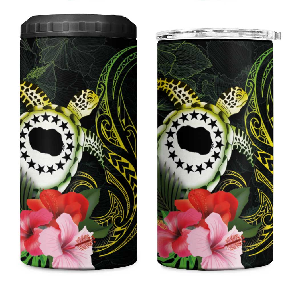 Kia Orana Cook Islands 4 in 1 Can Cooler Tumbler Turtle and Hibiscus Polynesian Pattern LT03 One Size: 16 oz Yellow - Polynesian Pride