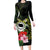 Kia Orana Cook Islands Long Sleeve Bodycon Dress Turtle and Hibiscus Polynesian Pattern