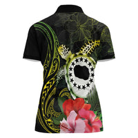 Kia Orana Cook Islands Women Polo Shirt Turtle and Hibiscus Polynesian Pattern LT03 - Polynesian Pride