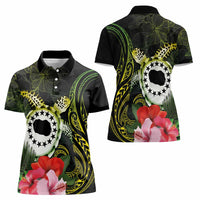 Kia Orana Cook Islands Women Polo Shirt Turtle and Hibiscus Polynesian Pattern LT03 - Polynesian Pride