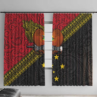 Papua New Guinea Goroka Show Window Curtain Bird-of-paradise and Melanesian Tattoo Pattern LT03 With Hooks Red - Polynesian Pride
