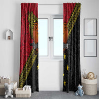 Papua New Guinea Goroka Show Window Curtain Bird-of-paradise and Melanesian Tattoo Pattern LT03 - Polynesian Pride