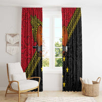 Papua New Guinea Goroka Show Window Curtain Bird-of-paradise and Melanesian Tattoo Pattern LT03 - Polynesian Pride