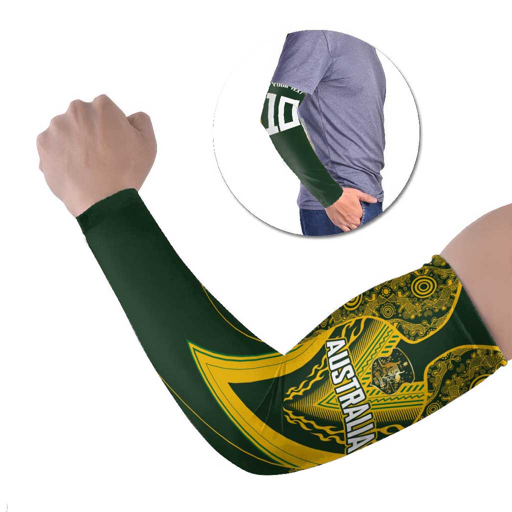 Australia Rugby Custom Arm Sleeves Aboriginal Art Sporty Style LT03 Set of 2 Green - Polynesian Pride