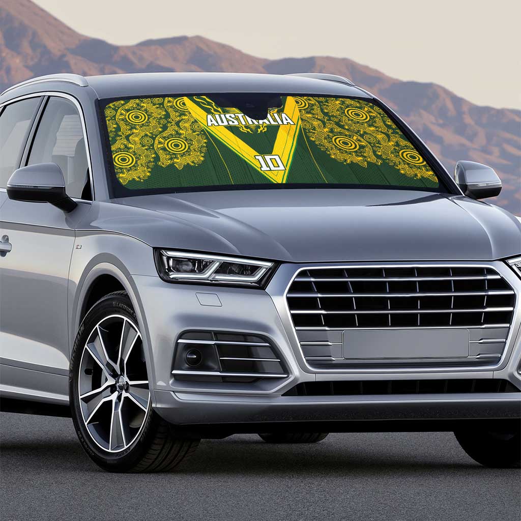 Australia Rugby Custom Auto Sun Shade Aboriginal Art Sporty Style LT03 - Polynesian Pride
