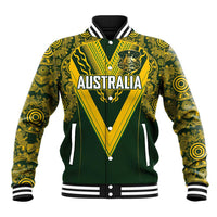 Australia Rugby Custom Baseball Jacket Aboriginal Art Sporty Style LT03 Unisex Green - Polynesian Pride