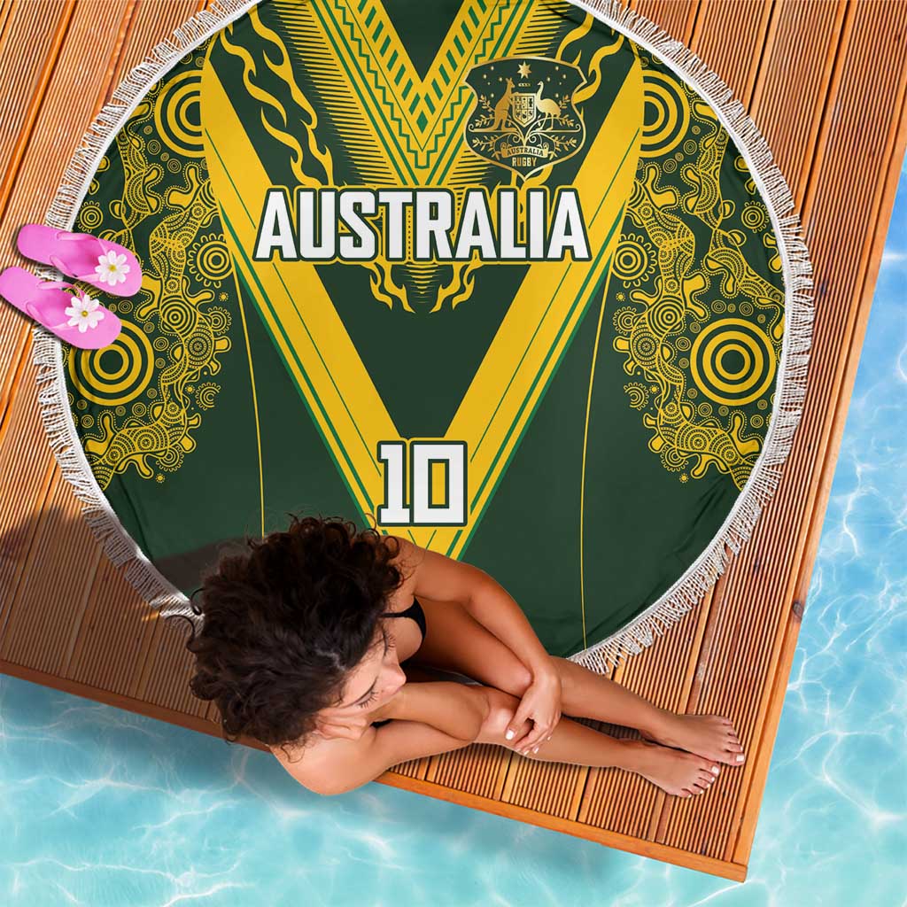 Australia Rugby Custom Beach Blanket Aboriginal Art Sporty Style LT03 - Polynesian Pride