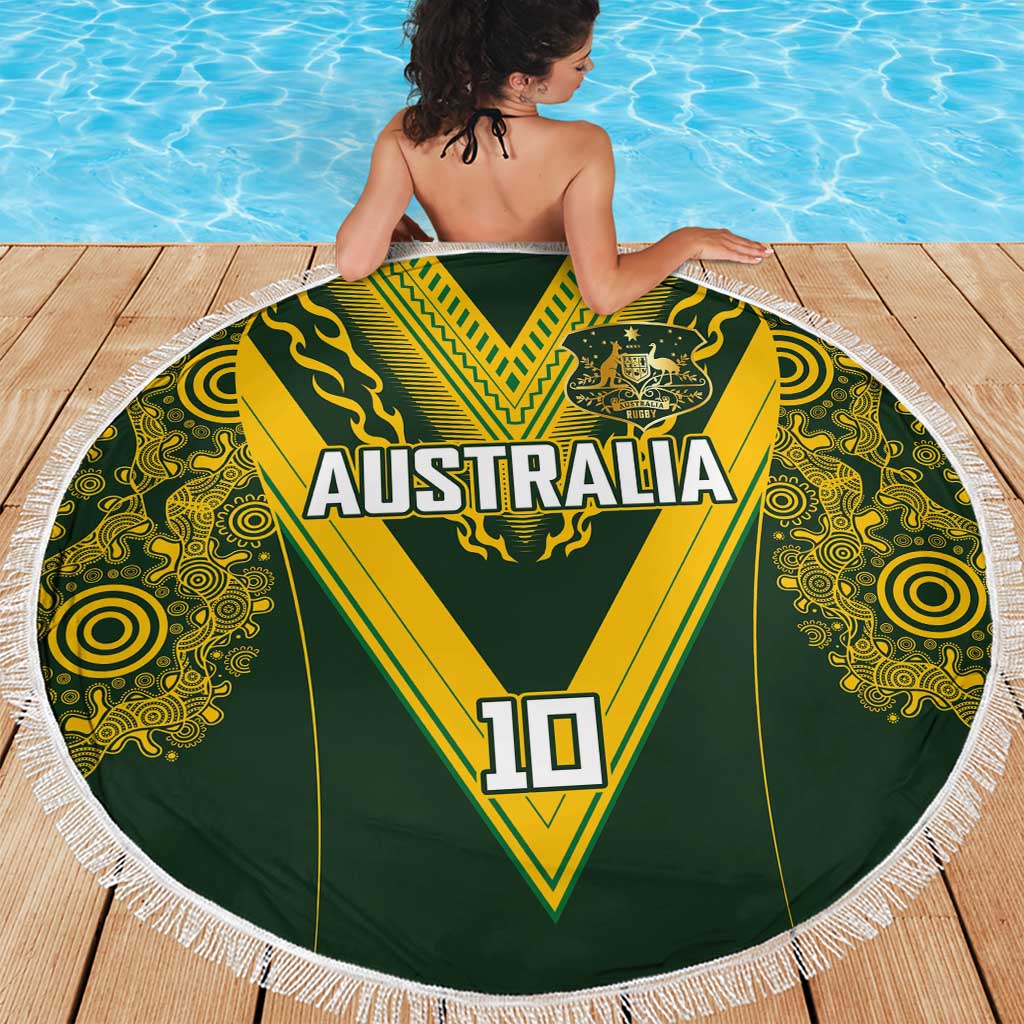 Australia Rugby Custom Beach Blanket Aboriginal Art Sporty Style LT03 - Polynesian Pride