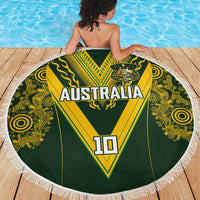 Australia Rugby Custom Beach Blanket Aboriginal Art Sporty Style LT03 - Polynesian Pride