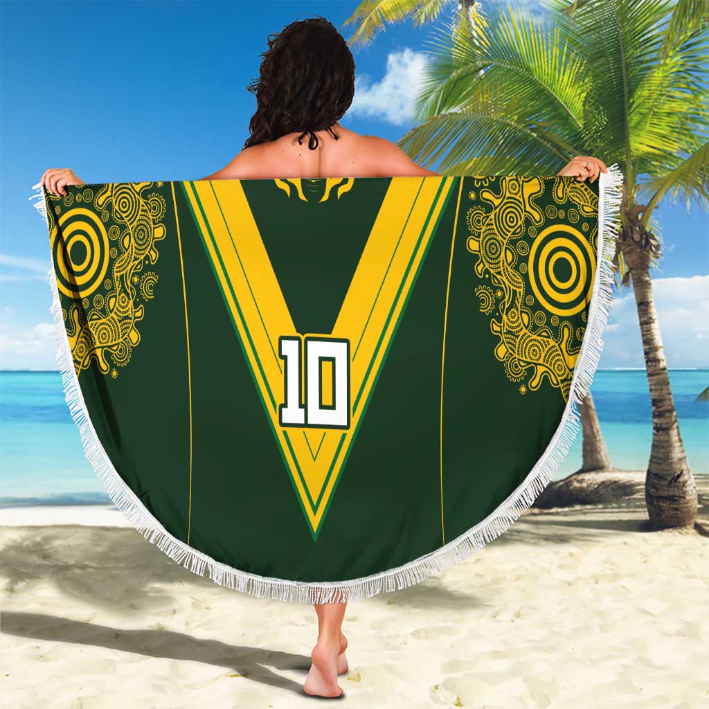 Australia Rugby Custom Beach Blanket Aboriginal Art Sporty Style LT03 - Polynesian Pride
