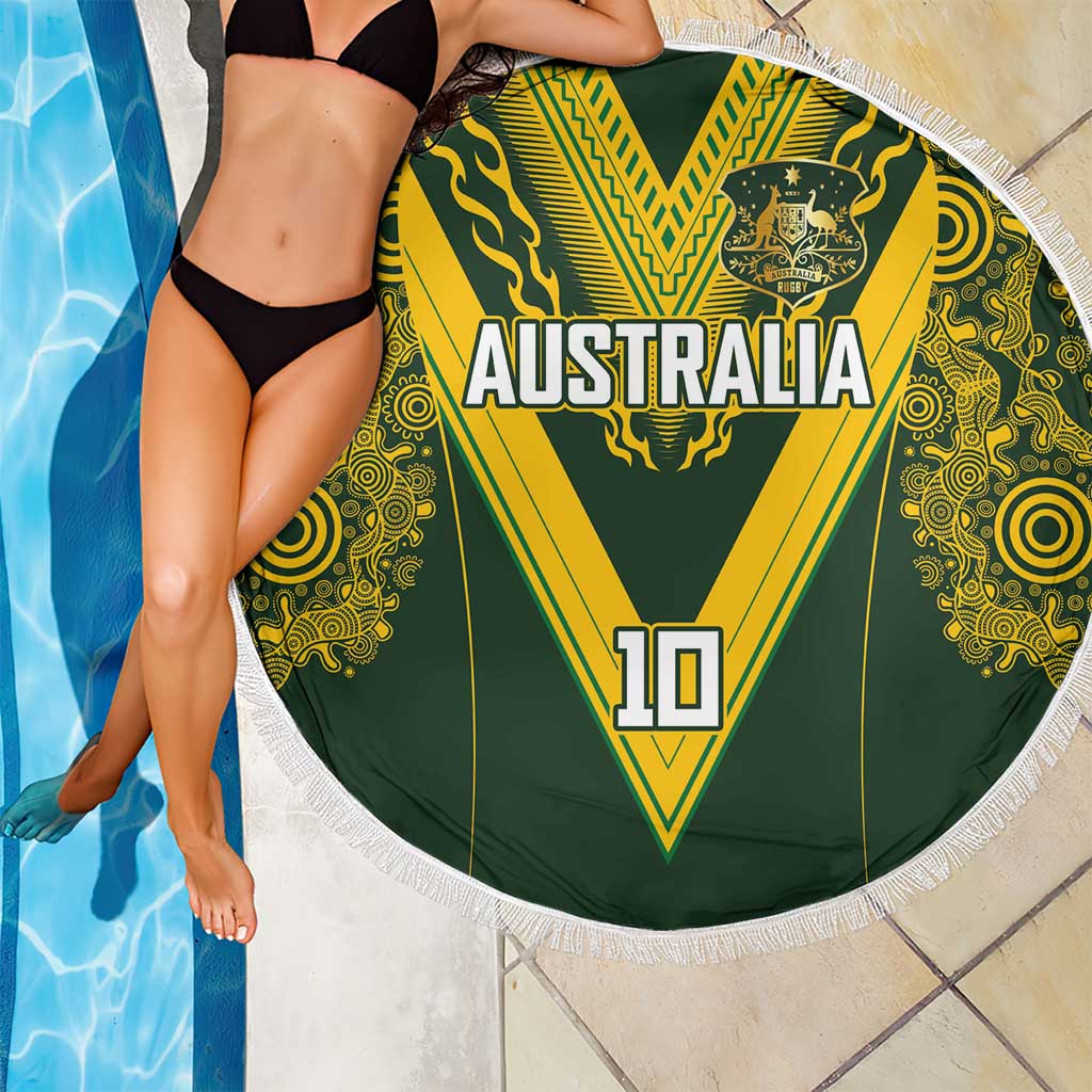Australia Rugby Custom Beach Blanket Aboriginal Art Sporty Style LT03 - Polynesian Pride