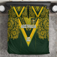 Australia Rugby Custom Bedding Set Aboriginal Art Sporty Style LT03 Green - Polynesian Pride