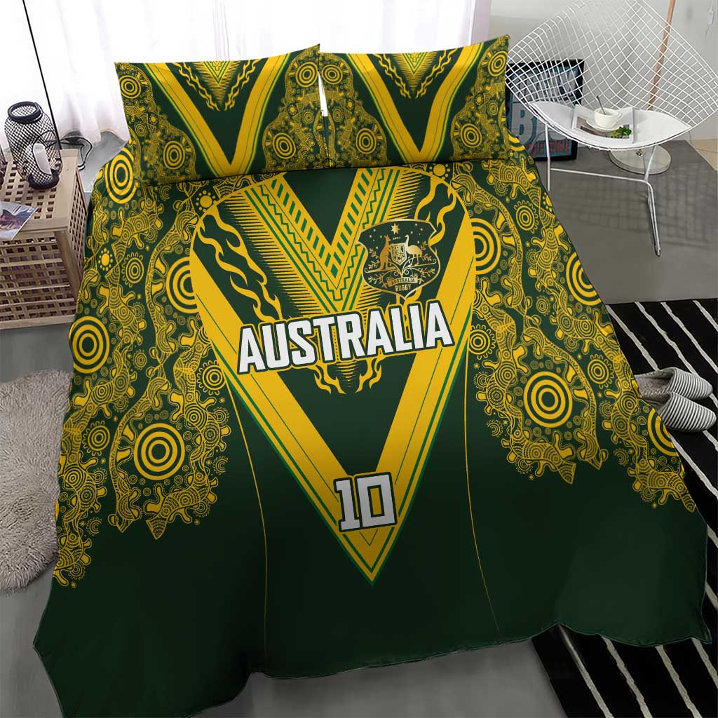 Australia Rugby Custom Bedding Set Aboriginal Art Sporty Style LT03 - Polynesian Pride