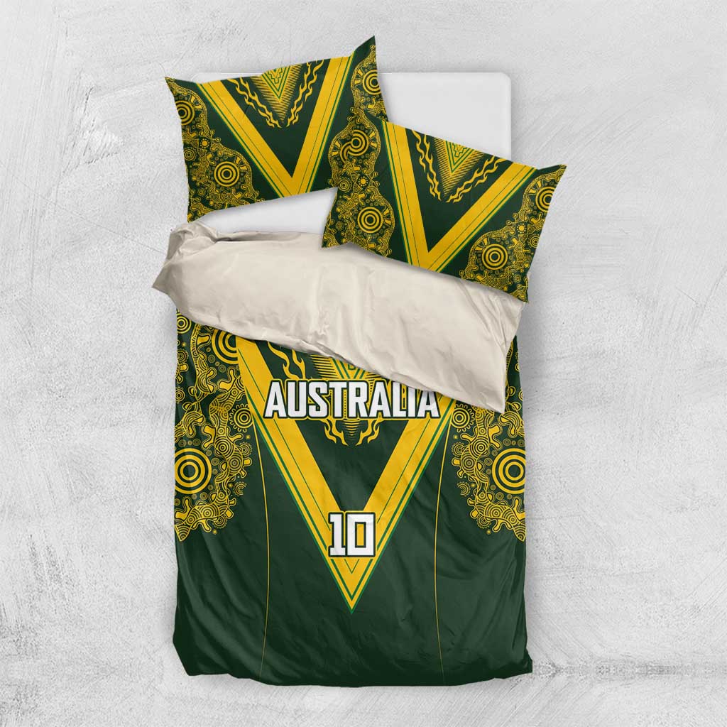 Australia Rugby Custom Bedding Set Aboriginal Art Sporty Style LT03 US Twin 172cm x 218cm Green - Polynesian Pride