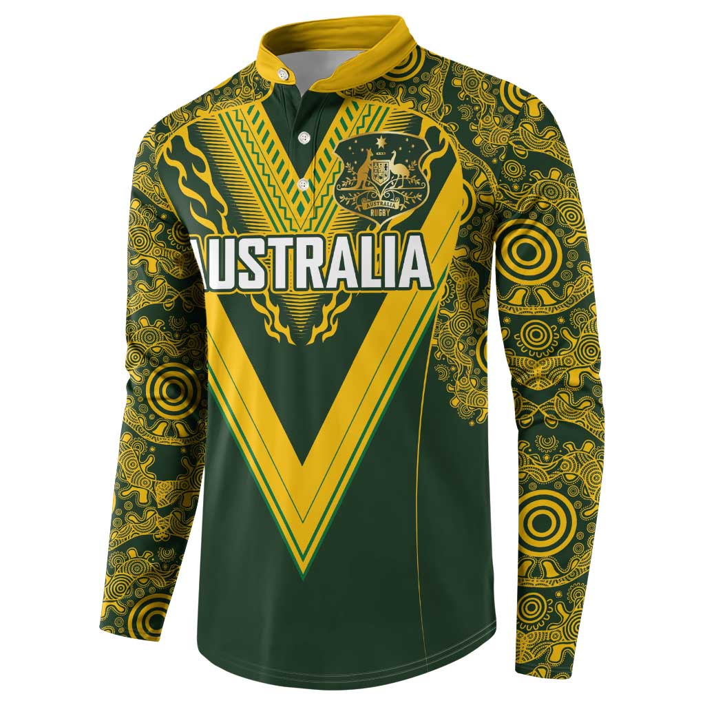 Australia Rugby Custom Button Sweatshirt Aboriginal Art Sporty Style LT03 - Polynesian Pride