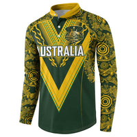 Australia Rugby Custom Button Sweatshirt Aboriginal Art Sporty Style LT03 - Polynesian Pride