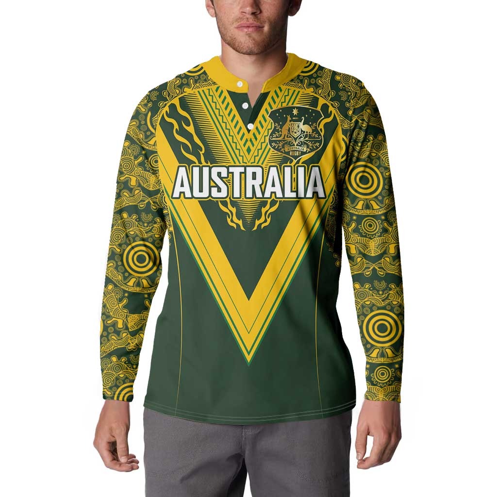 Australia Rugby Custom Button Sweatshirt Aboriginal Art Sporty Style LT03 - Polynesian Pride