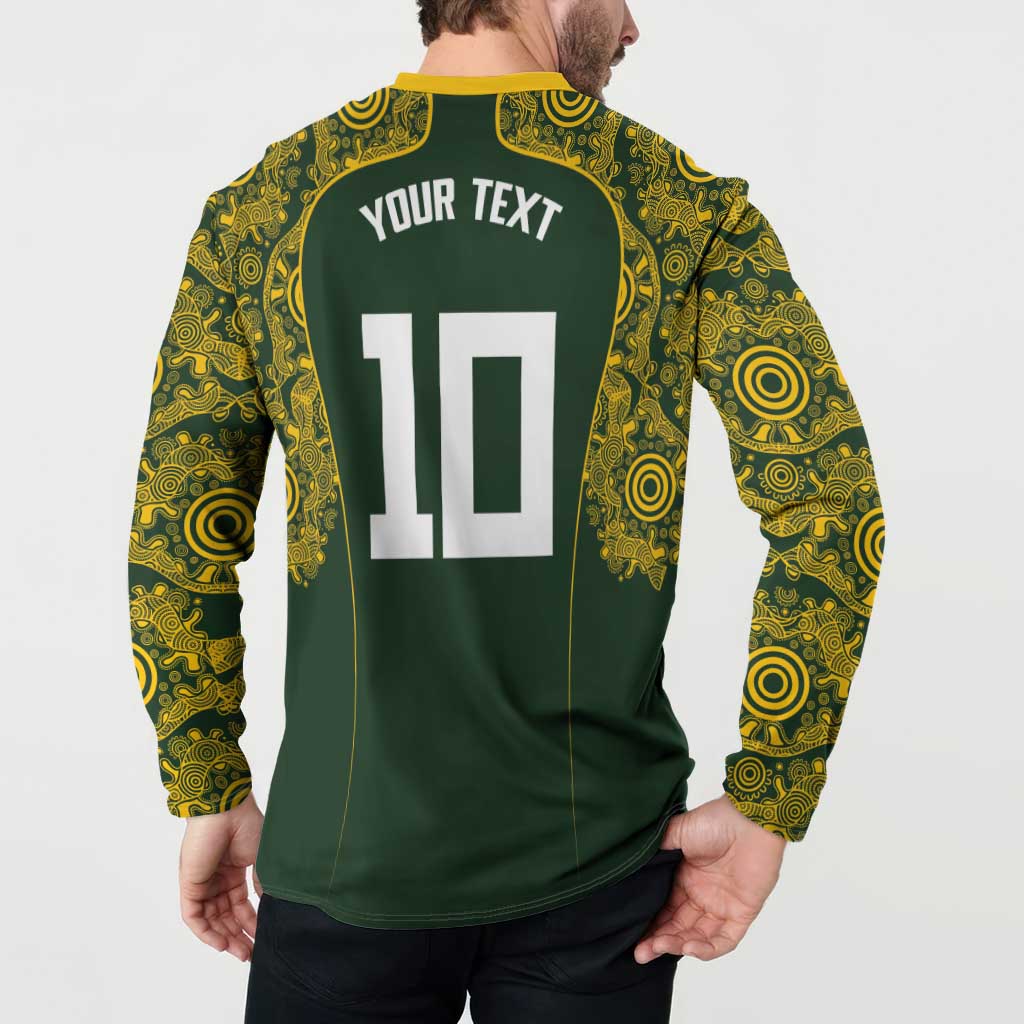 Australia Rugby Custom Button Sweatshirt Aboriginal Art Sporty Style LT03 - Polynesian Pride