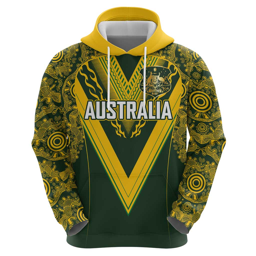 Australia Rugby Custom Hoodie Aboriginal Art Sporty Style LT03 - Polynesian Pride