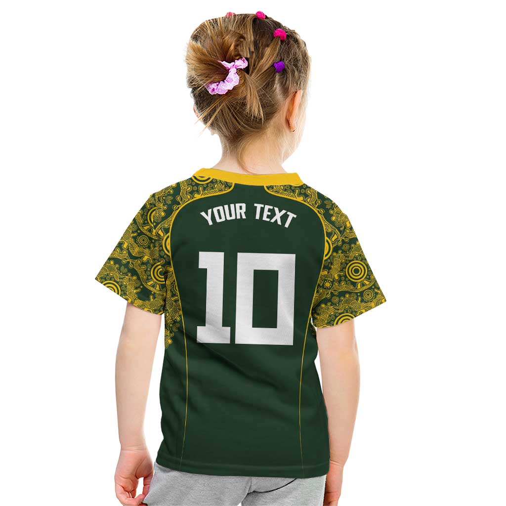 Australia Rugby Custom Kid T Shirt Aboriginal Art Sporty Style LT03 - Polynesian Pride