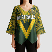 Australia Rugby Custom Kimono Sleeve Blouse Aboriginal Art Sporty Style LT03 - Polynesian Pride