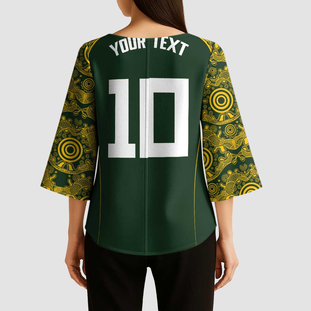 Australia Rugby Custom Kimono Sleeve Blouse Aboriginal Art Sporty Style LT03 - Polynesian Pride