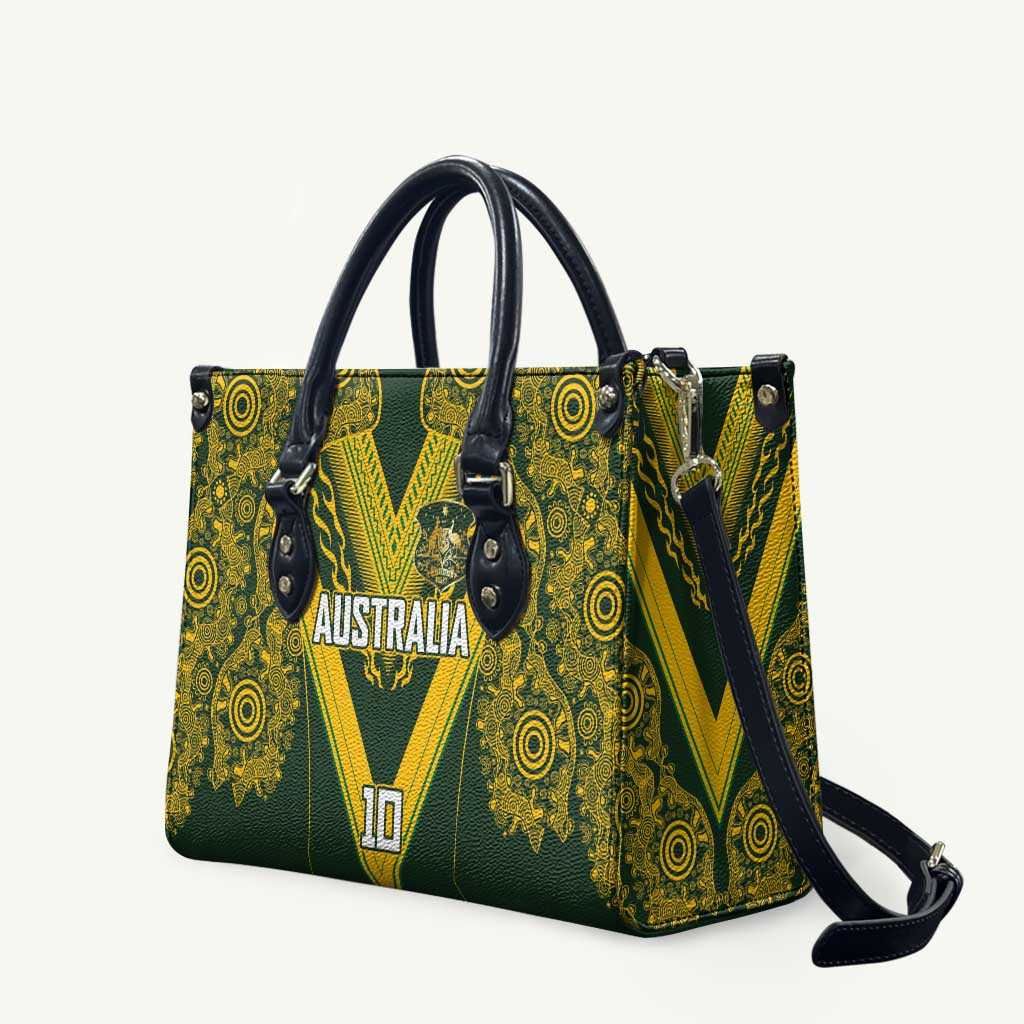 Australia Rugby Custom Leather Bag Aboriginal Art Sporty Style LT03 Green - Polynesian Pride