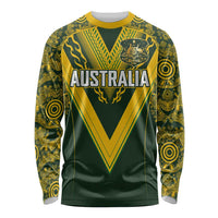 Australia Rugby Custom Long Sleeve Shirt Aboriginal Art Sporty Style LT03 Unisex Green - Polynesian Pride