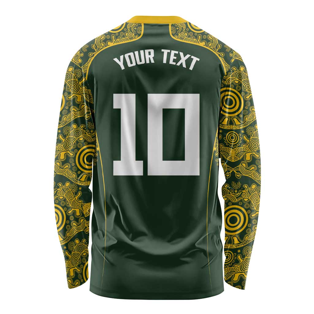 Australia Rugby Custom Long Sleeve Shirt Aboriginal Art Sporty Style LT03 - Polynesian Pride