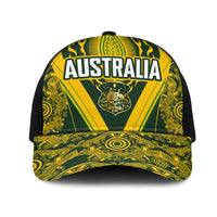 Australia Rugby Mesh Trucker Cap Aboriginal Art Sporty Style LT03 One Size Black Green - Polynesian Pride