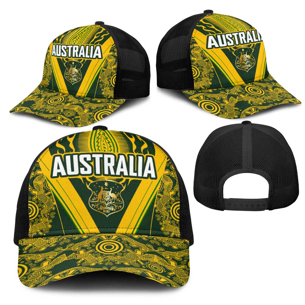 Australia Rugby Mesh Trucker Cap Aboriginal Art Sporty Style LT03 - Polynesian Pride