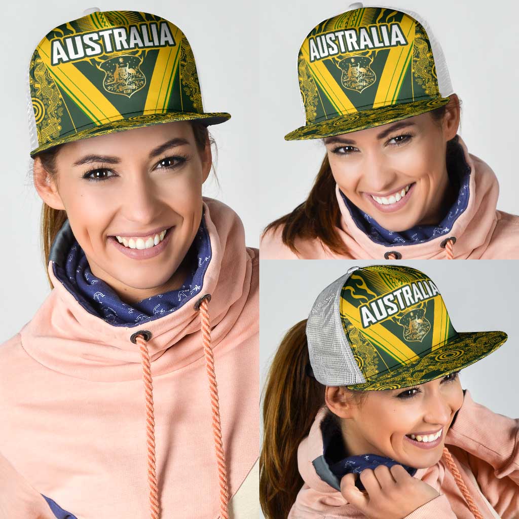 Australia Rugby Mesh Trucker Cap Aboriginal Art Sporty Style LT03 - Polynesian Pride