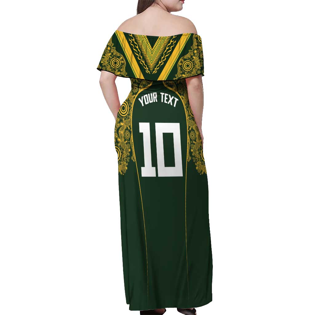 Australia Rugby Custom Off Shoulder Maxi Dress Aboriginal Art Sporty Style LT03 - Polynesian Pride