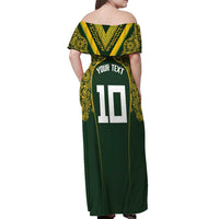 Australia Rugby Custom Off Shoulder Maxi Dress Aboriginal Art Sporty Style LT03 - Polynesian Pride