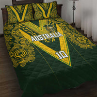 Australia Rugby Custom Quilt Bed Set Aboriginal Art Sporty Style LT03 Green - Polynesian Pride