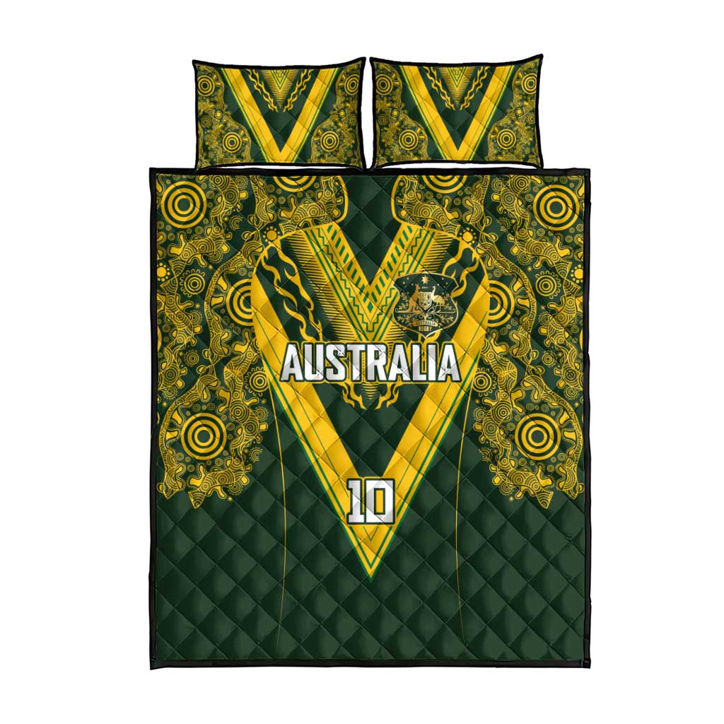 Australia Rugby Custom Quilt Bed Set Aboriginal Art Sporty Style LT03 - Polynesian Pride