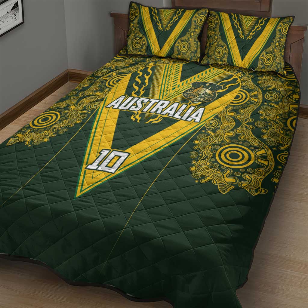 Australia Rugby Custom Quilt Bed Set Aboriginal Art Sporty Style LT03 - Polynesian Pride