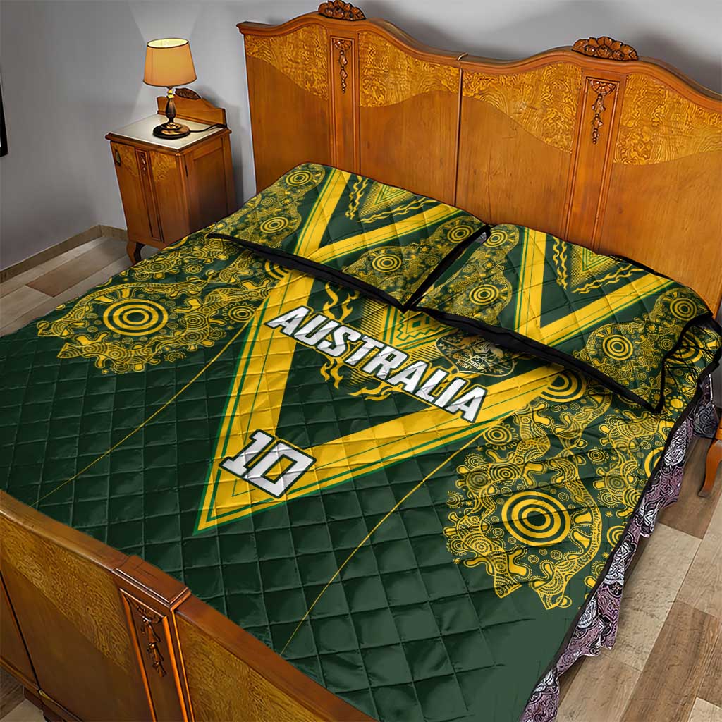 Australia Rugby Custom Quilt Bed Set Aboriginal Art Sporty Style LT03 - Polynesian Pride