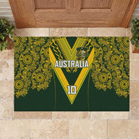 Australia Rugby Custom Rubber Doormat Aboriginal Art Sporty Style LT03 Green - Polynesian Pride
