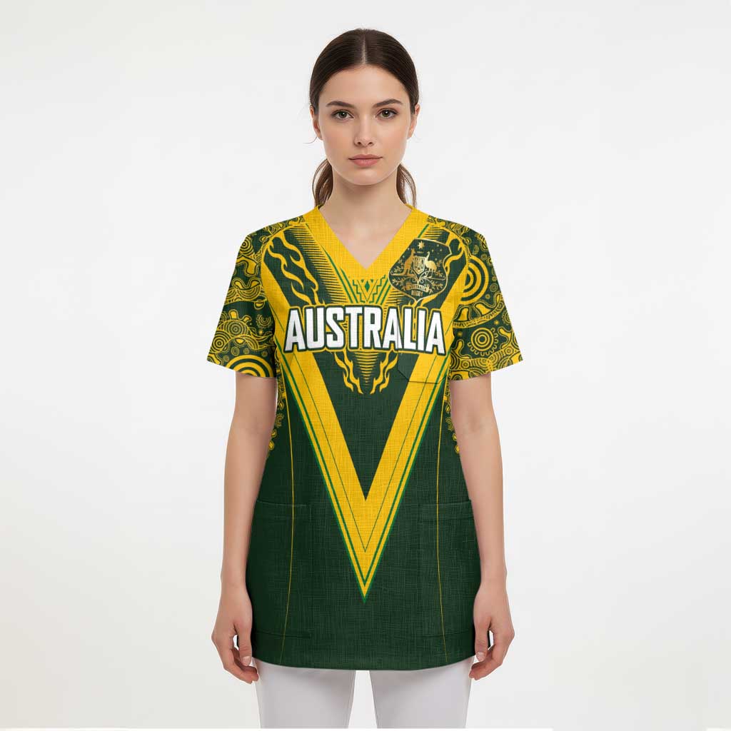 Australia Rugby Custom Scrub Top Aboriginal Art Sporty Style LT03 - Polynesian Pride