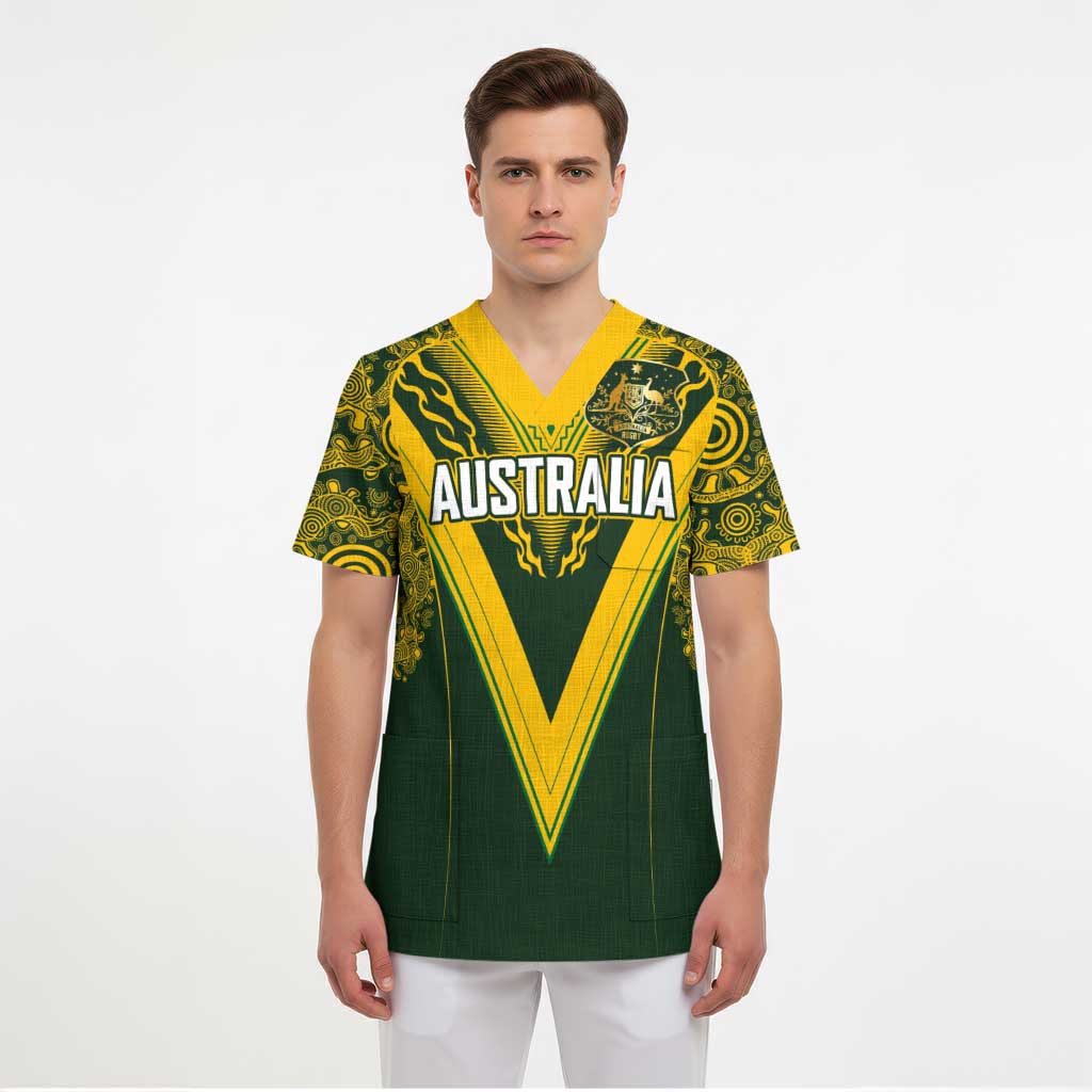 Australia Rugby Custom Scrub Top Aboriginal Art Sporty Style LT03 - Polynesian Pride