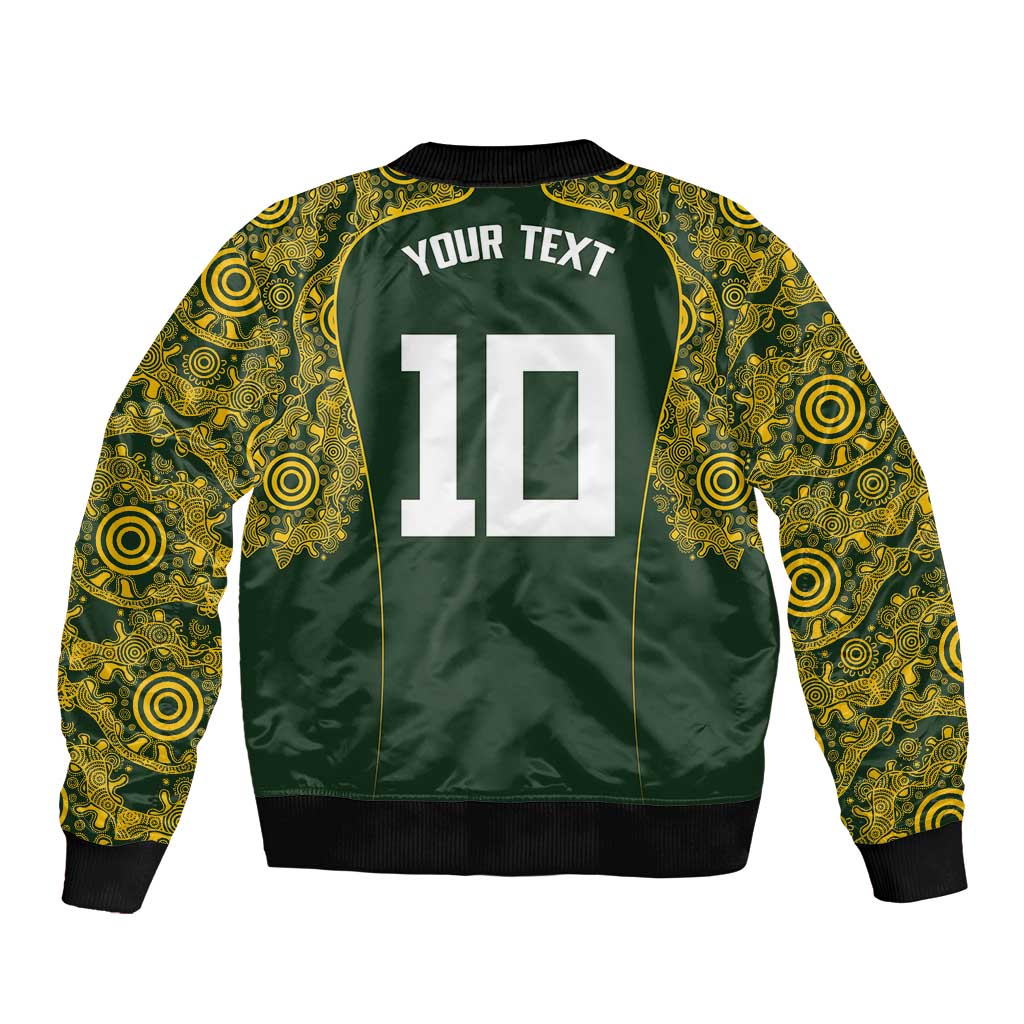 Australia Rugby Custom Sleeve Zip Bomber Jacket Aboriginal Art Sporty Style LT03 - Polynesian Pride