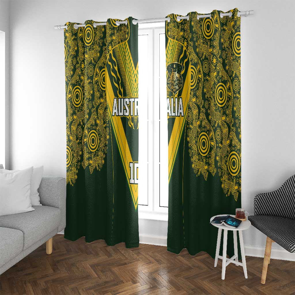 Australia Rugby Custom Window Curtain Aboriginal Art Sporty Style LT03 With Grommets Green - Polynesian Pride